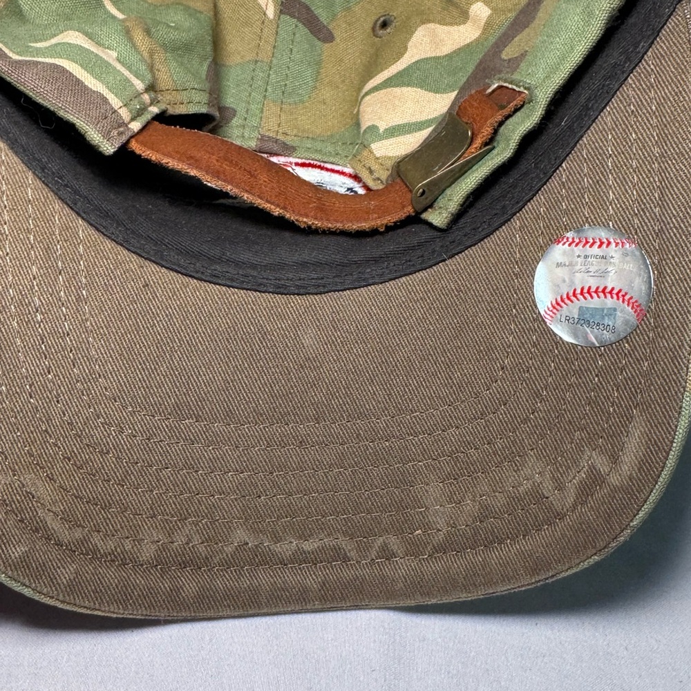 CHICAGO CUBS BASEBALL LEATHER STRAPBACK HAT‎ ARMED FORCES DAY CAMO CAP 47 BRAND